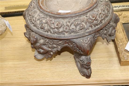 A Burmese carved wood stand height 21cm